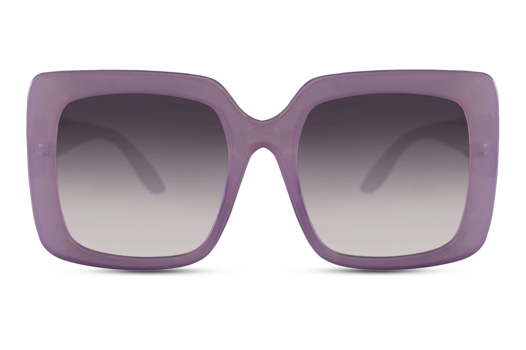 Oversized sunglasses with purple lenses and bold frame, stylish women sunglasses for trendy outfits, vacations and modern fashion wear