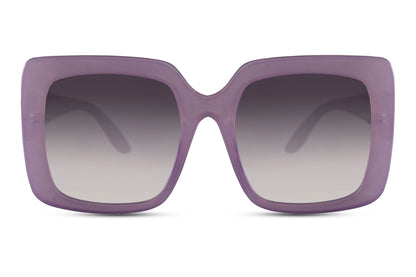 Oversized sunglasses with purple lenses and bold frame, stylish women sunglasses for trendy outfits, vacations and modern fashion wear