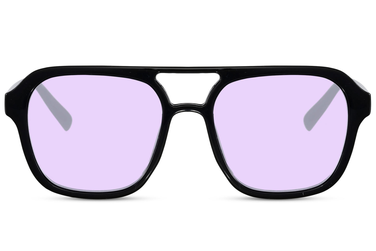 Purple tinted aviator sunglasses combining retro inspiration with a bold modern fashion look