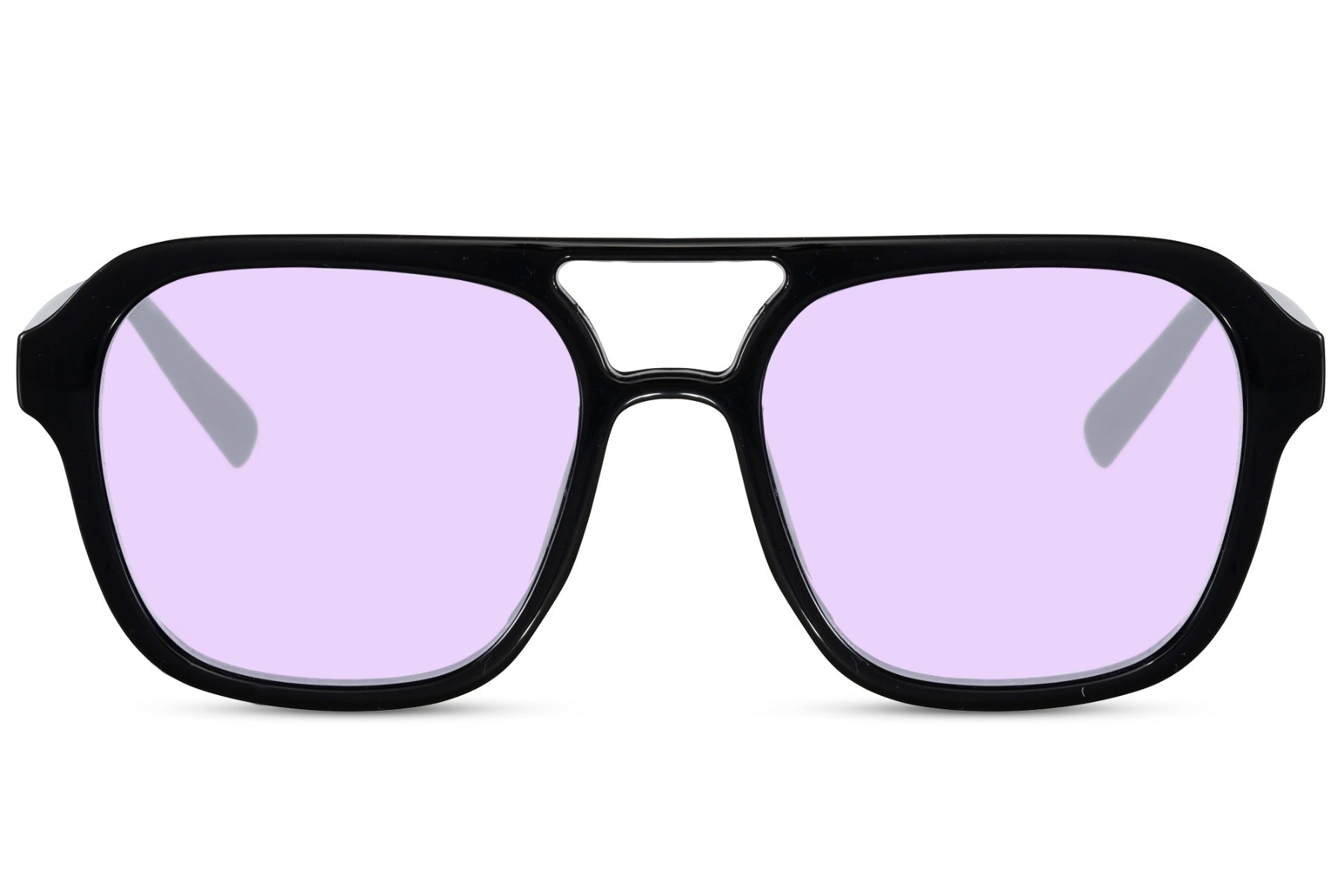 Purple tinted aviator sunglasses combining retro inspiration with a bold modern fashion look