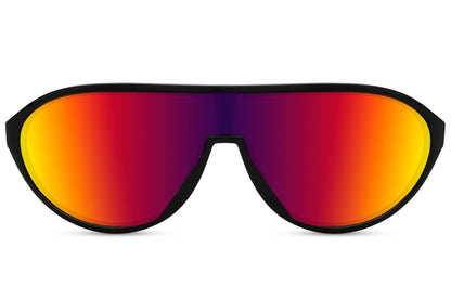 Rainbow mirrored aviator sunglasses designed for outdoor sports, providing bold style with high visibility and protection