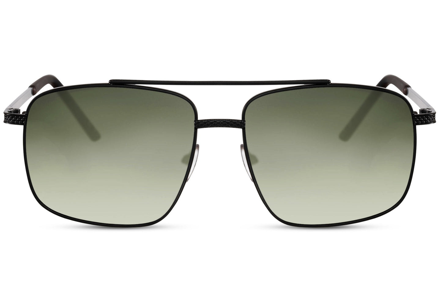 Rectangle aviator sunglasses with black frame and green lenses by Sunglass Station, durable metal eyewear for daily use