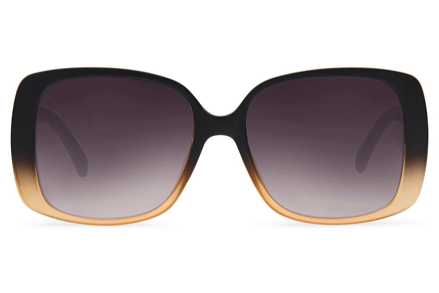 Women’s oversized rectangle sunglasses with purple gradient lenses and black frame by Sunglass Station, statement eyewear with a modern fashion-forward style