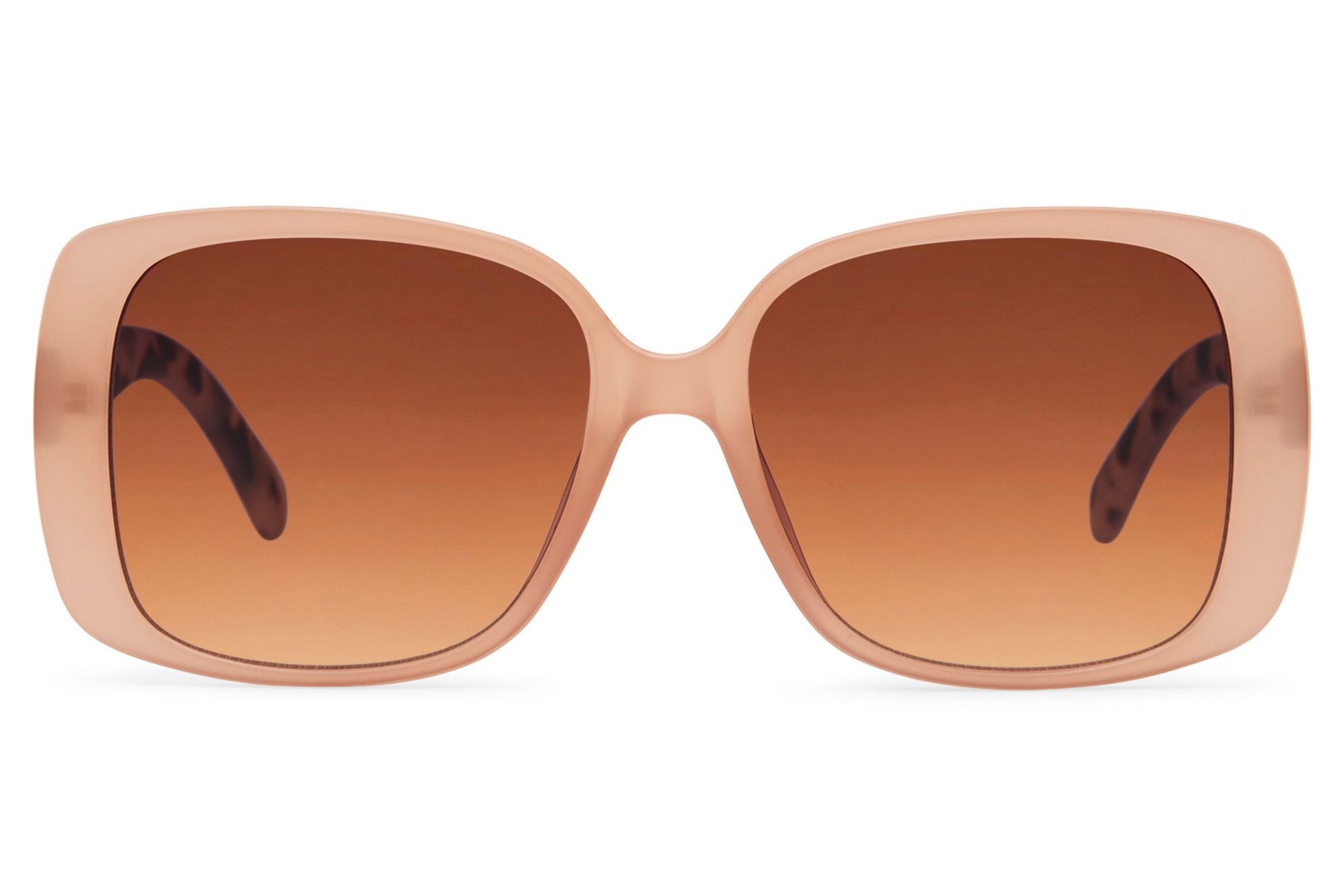Transparent brown oversized rectangle sunglasses for women by Sunglass Station, lightweight stylish design influenced by European summer fashion trends