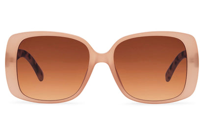 Transparent brown oversized rectangle sunglasses for women by Sunglass Station, lightweight stylish design influenced by European summer fashion trends