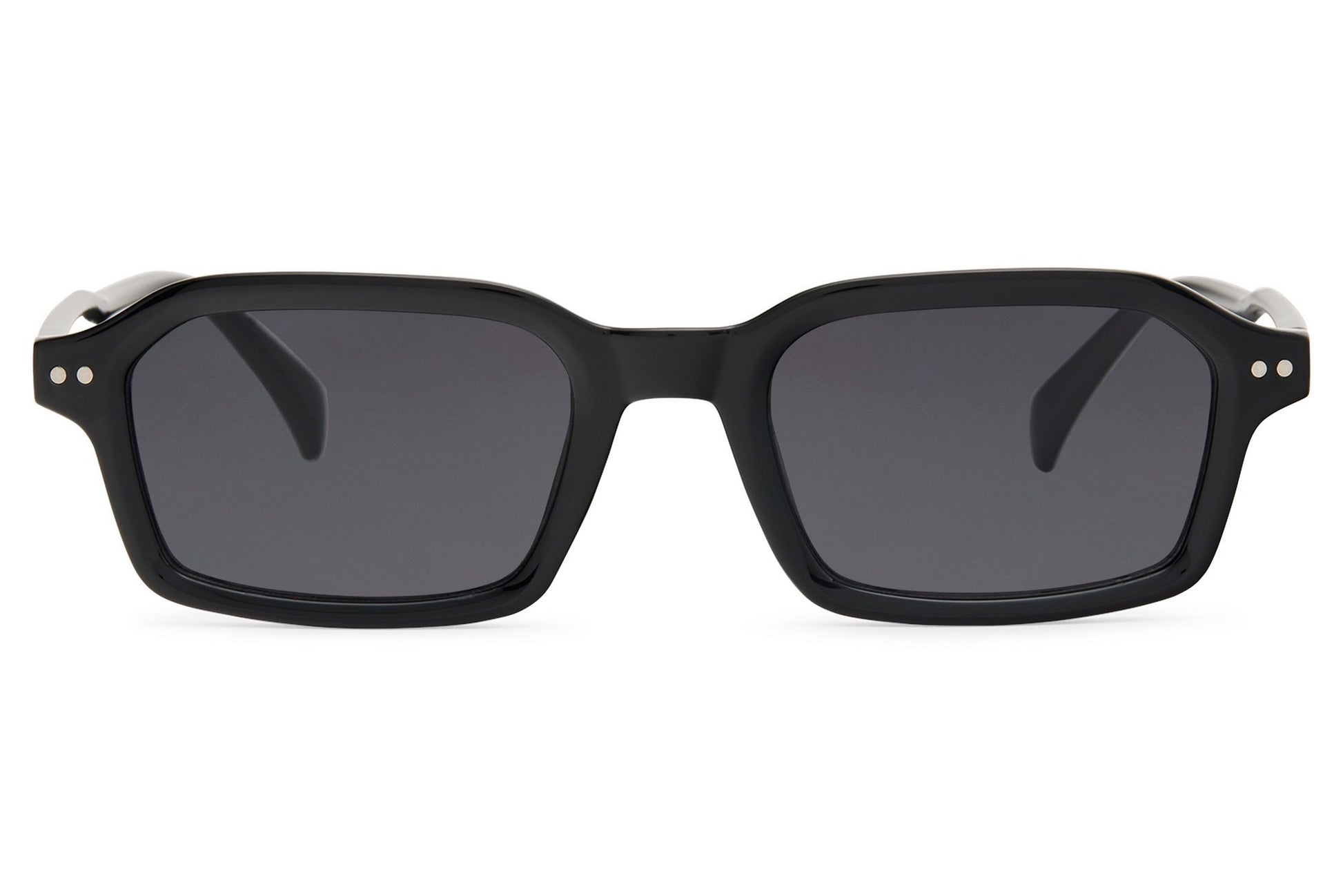 Black rectangle sunglasses for men by Sunglass Station, timeless design with durable polycarbonate lenses for everyday wear