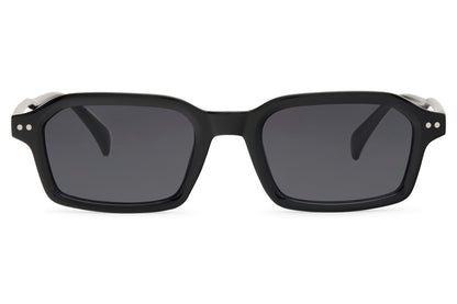 Black rectangle sunglasses for men by Sunglass Station, timeless design with durable polycarbonate lenses for everyday wear