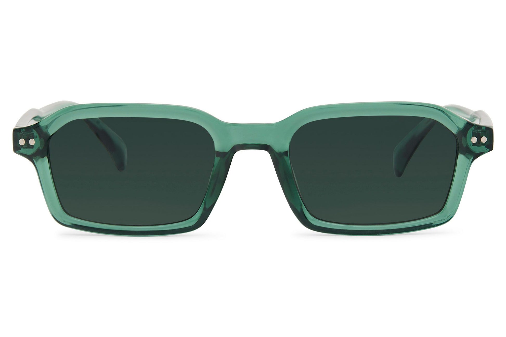 Olive green rectangle sunglasses for men by Sunglass Station, timeless design with durable polycarbonate lenses for everyday wear