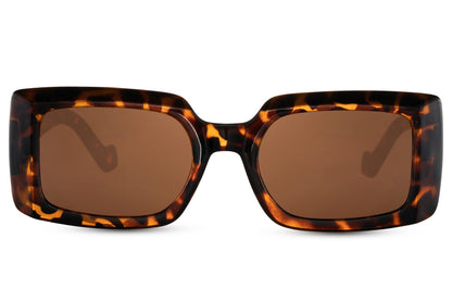 Rectangle sunglasses with tortoiseshell frame and dark lenses by Sunglass Station, durable and stylish unisex eyewear