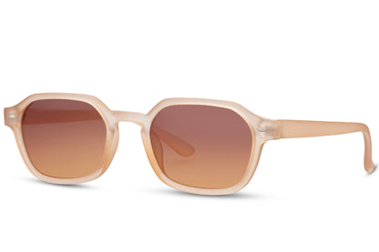 Eco rectangle sunglasses with beige frame and tinted lenses by Sunglass Station, durable unisex eyewear designed for comfort and everyday use