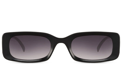 Sleek rectangle sunglasses with purple lenses by Sunglass Station, bold unisex eyewear with a trending modern look