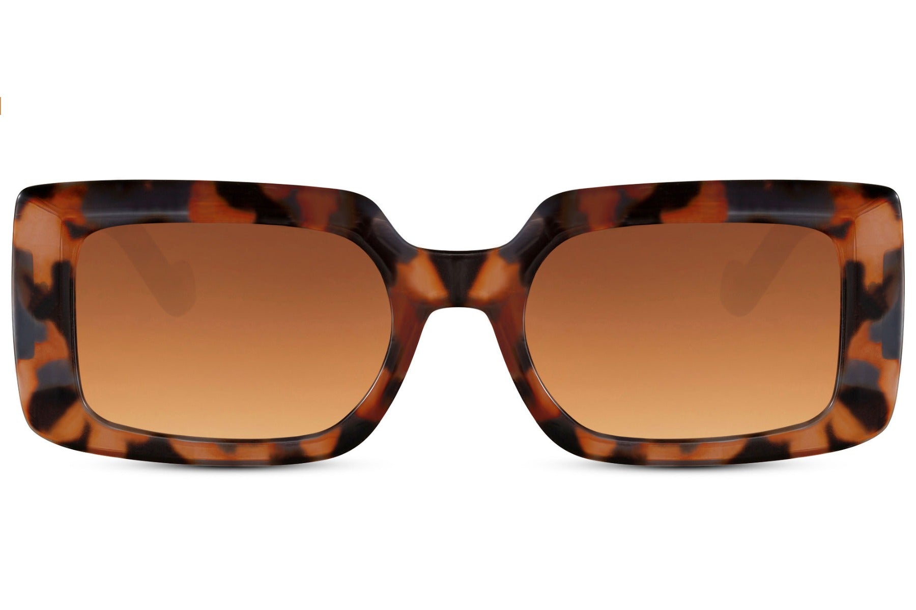 Rectangle sunglasses with brown animal print frame by Sunglass Station, stylish unisex eyewear with a bold rectangular design