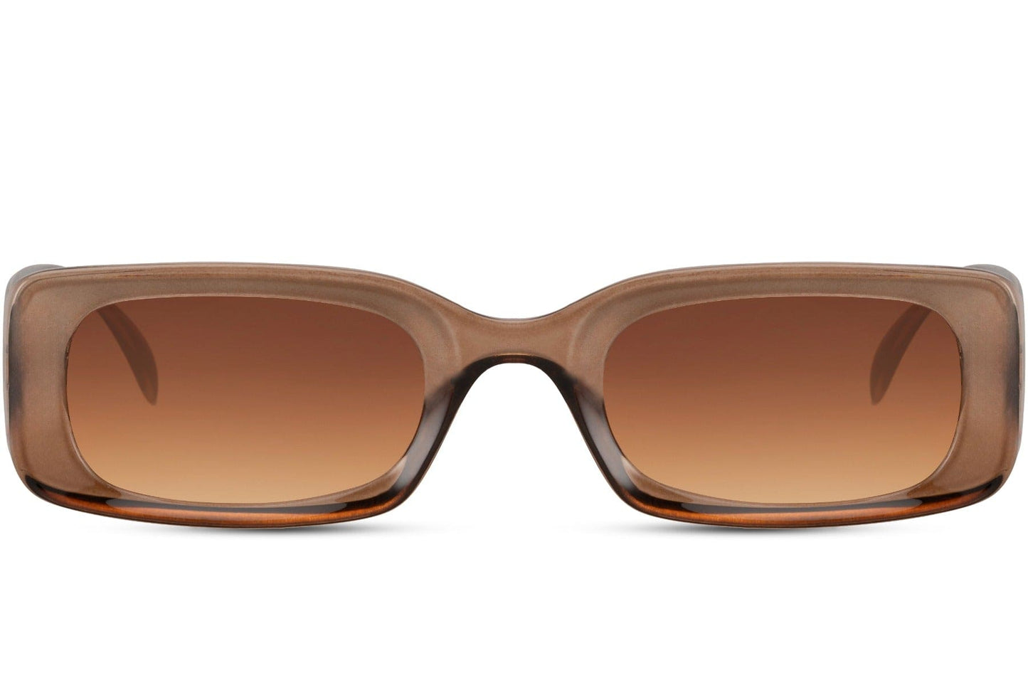Sleek rectangle sunglasses with brown frame and dark lenses by Sunglass Station, unisex eyewear combining classic tones with a modern design