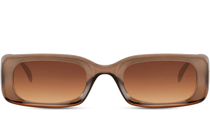 Sleek rectangle sunglasses with brown frame and dark lenses by Sunglass Station, unisex eyewear combining classic tones with a modern design