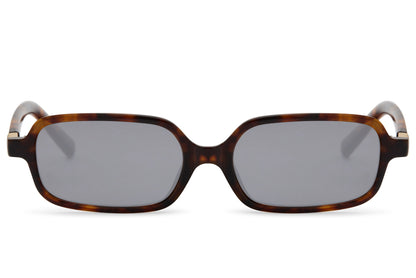 Rectangle sunglasses with brown frame and dark lenses by Sunglass Station, unisex eyewear with durable polycarbonate construction
