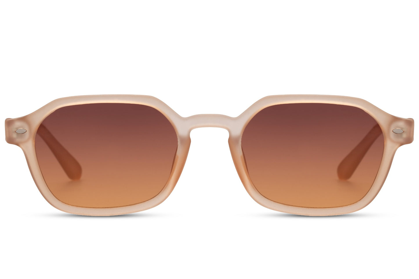 Eco sleek rectangle sunglasses with beige frame and light brown tinted lenses by Sunglass Station, unisex eyewear with lightweight design