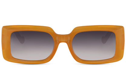 Rectangle sunglasses with orange frame and gradient lenses by Sunglass Station, trendy unisex eyewear ideal for summer fashion
