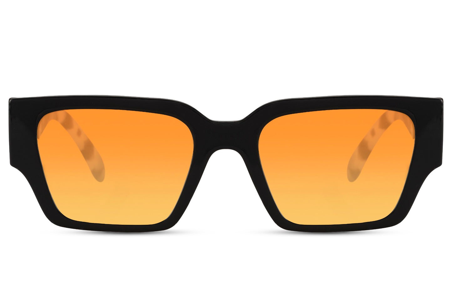 Unisex rectangle sunglasses with orange tinted lenses by Sunglass Station, bold modern eyewear with a sleek and minimal design