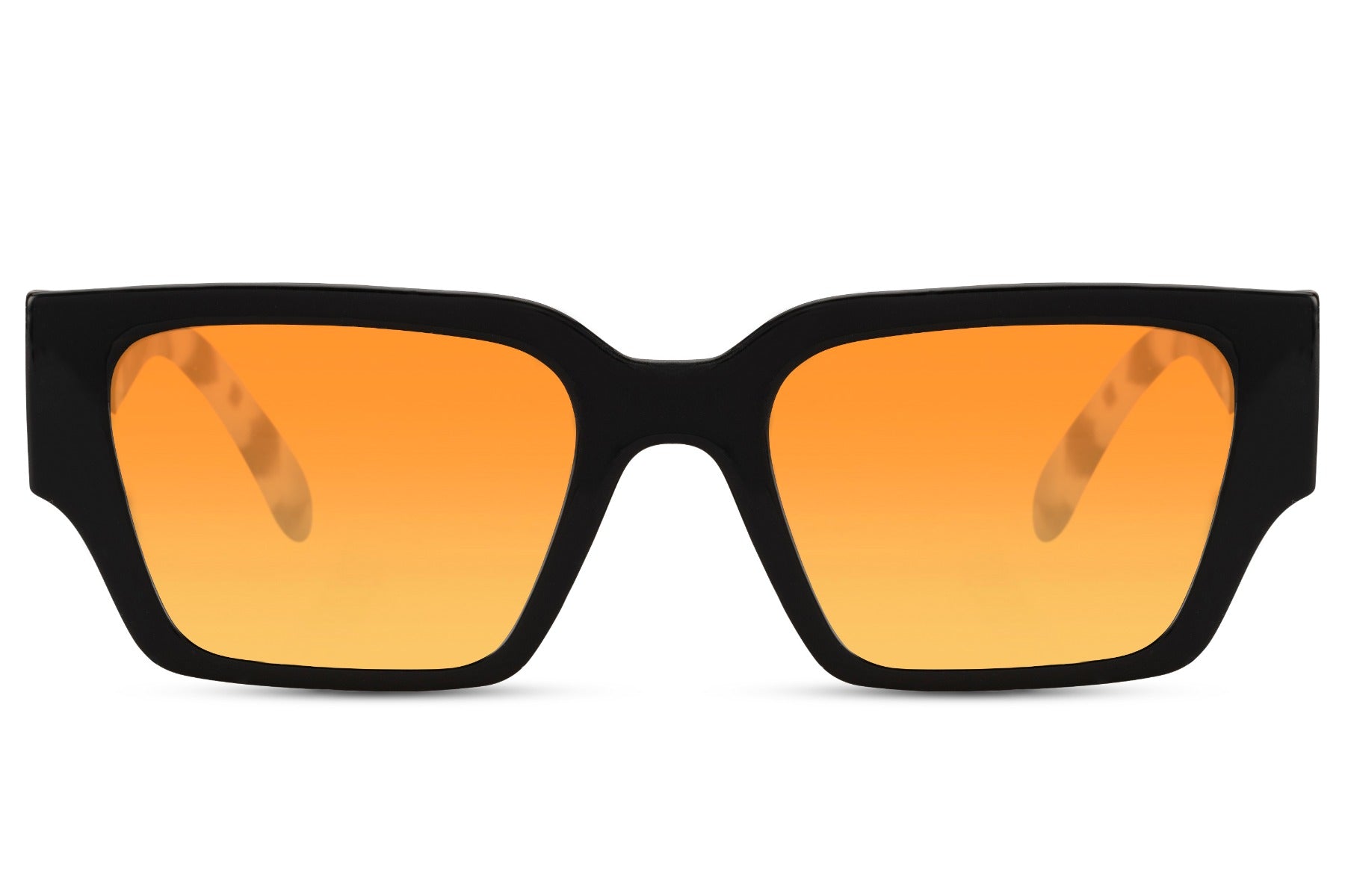 Unisex rectangle sunglasses with orange tinted lenses by Sunglass Station, bold modern eyewear with a sleek and minimal design