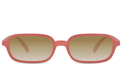 Sleek rectangle sunglasses with pink frame and light lenses by Sunglass Station, lightweight unisex eyewear for everyday wear
