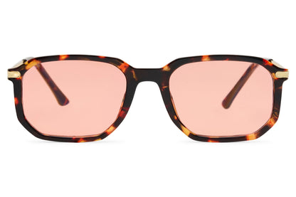 Rectangle sunglasses with pink tinted lenses by Sunglass Station, stylish unisex eyewear with a contemporary look and comfortable fit