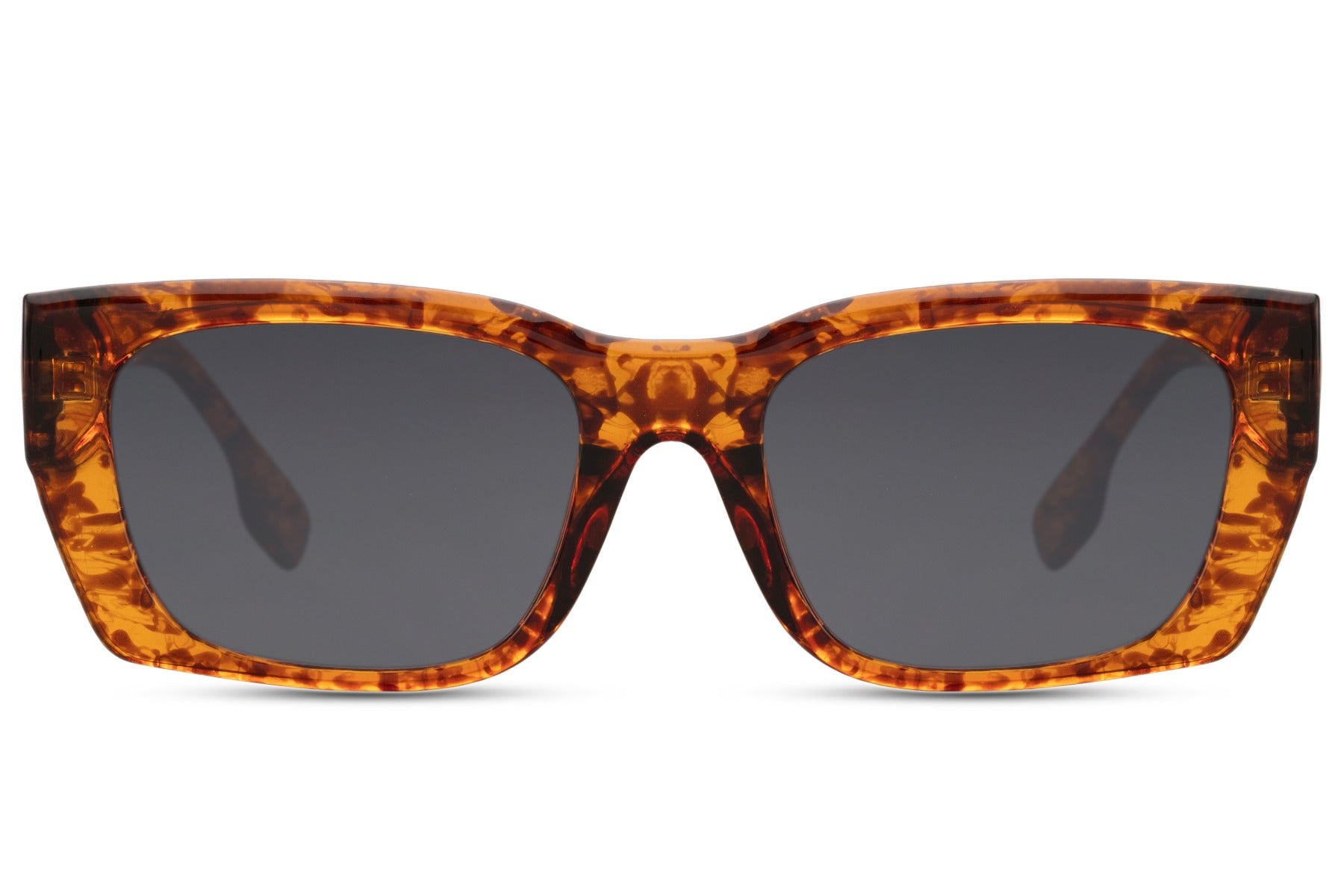 Rectangle sunglasses with tortoiseshell frame and dark lenses by Sunglass Station, elegant unisex eyewear inspired by Parisian style fashion, available online with free shipping across the UK and Europe