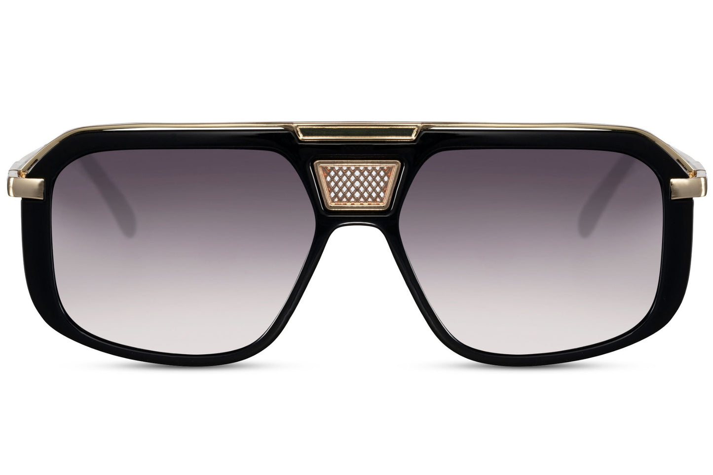 Rectangular aviator sunglasses with dark frame and tinted lenses, offering a bold and versatile fashion look