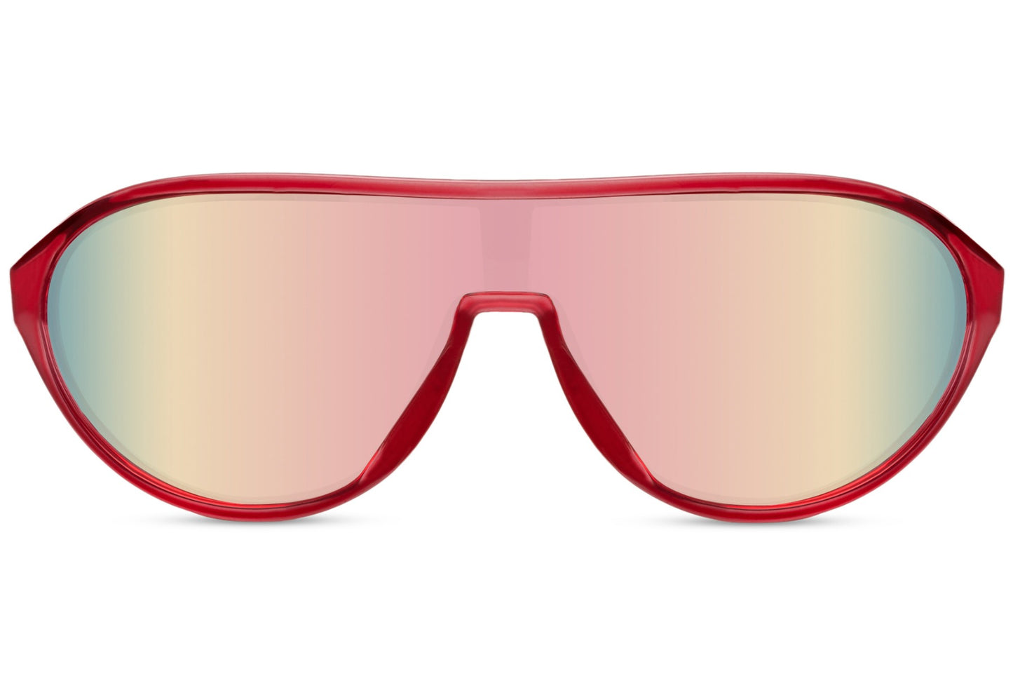 Red mirrored aviator sports sunglasses ideal for running and cycling, offering glare reduction and clear vision