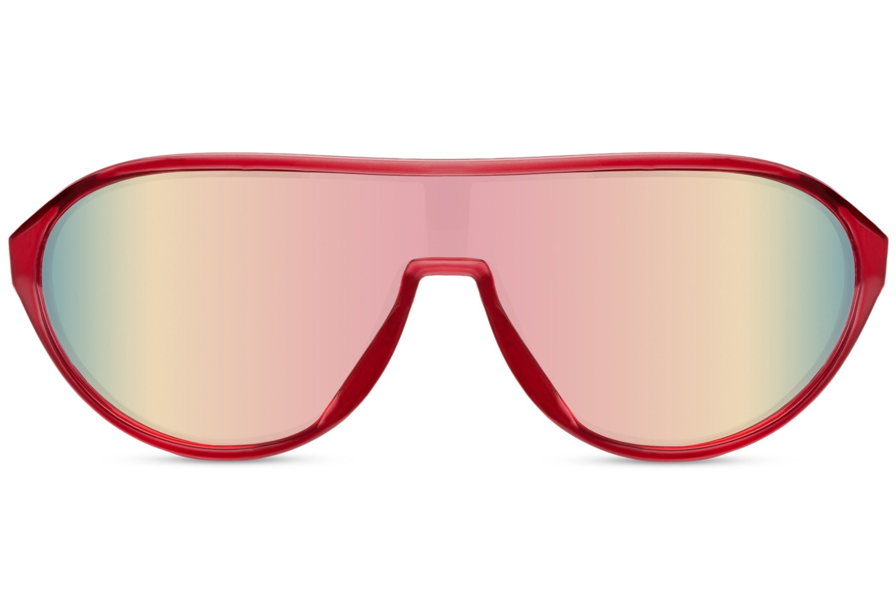 Red mirrored aviator sports sunglasses ideal for running and cycling, offering glare reduction and clear vision