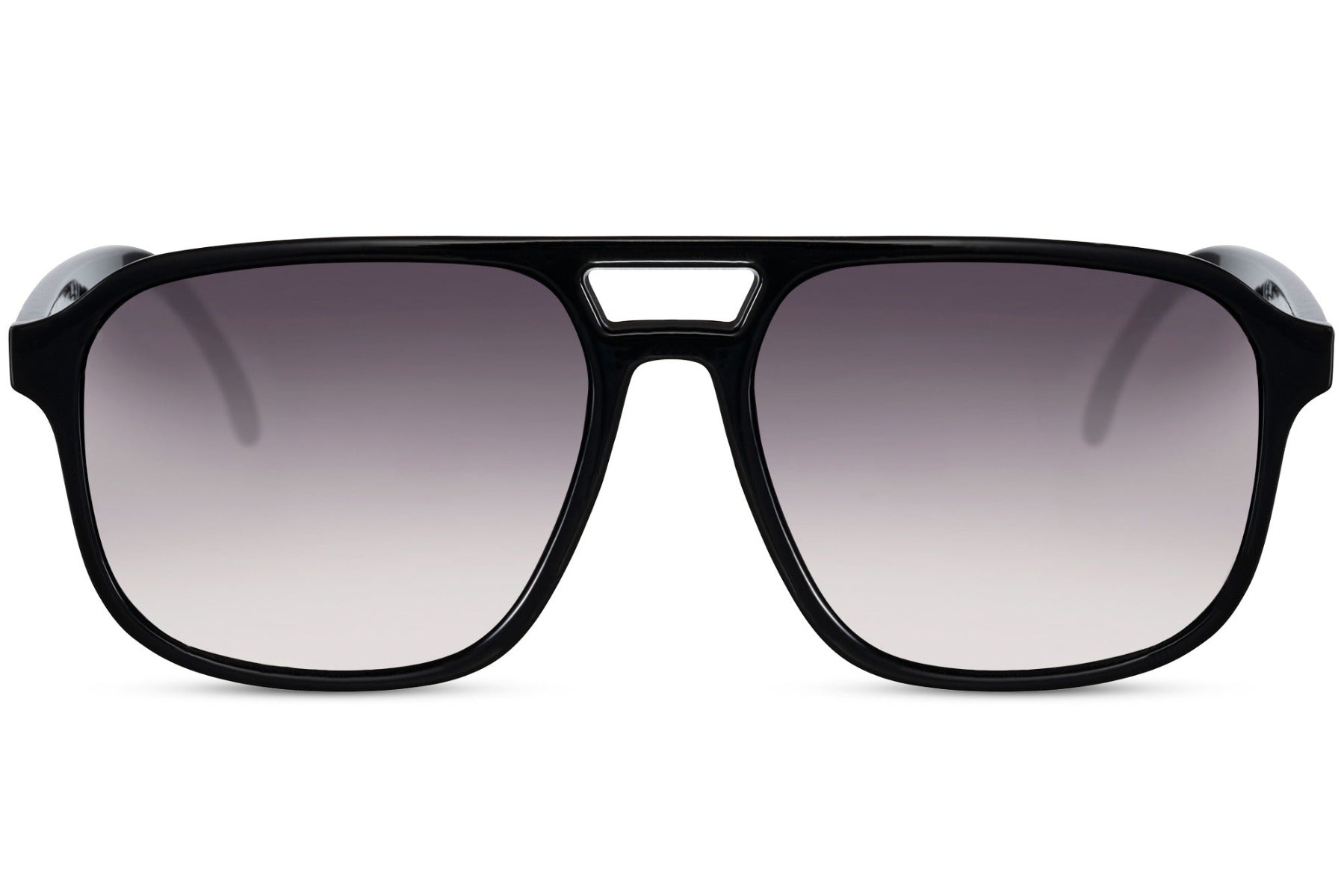 Retro aviator sunglasses with black gradient lenses and UV400 protection, inspired by effortless European street style
