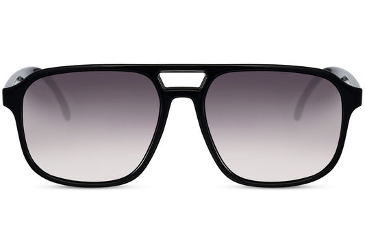 Retro aviator sunglasses with black gradient lenses and UV400 protection, inspired by effortless European street style