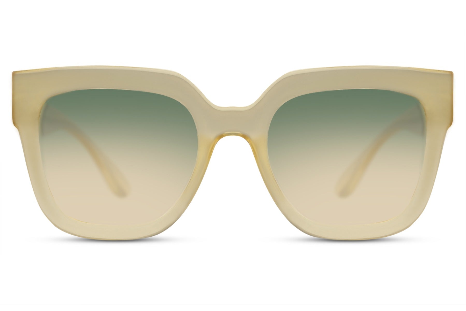Retro oversized sunglasses with green tinted lenses and classic frame, offering stylish eye protection and comfortable all-day wear