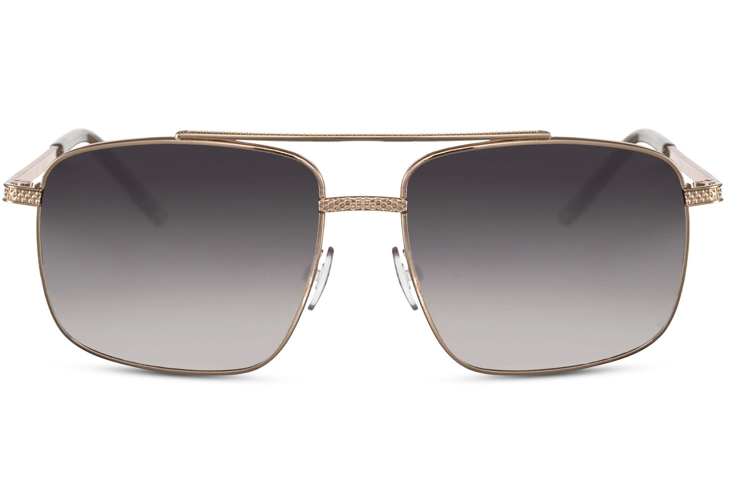 Retro rectangle aviator sunglasses with gold frame and gradient brown lenses by Sunglass Station, metal frame unisex eyewear with UV protection, available with free shipping across the UK and Europe