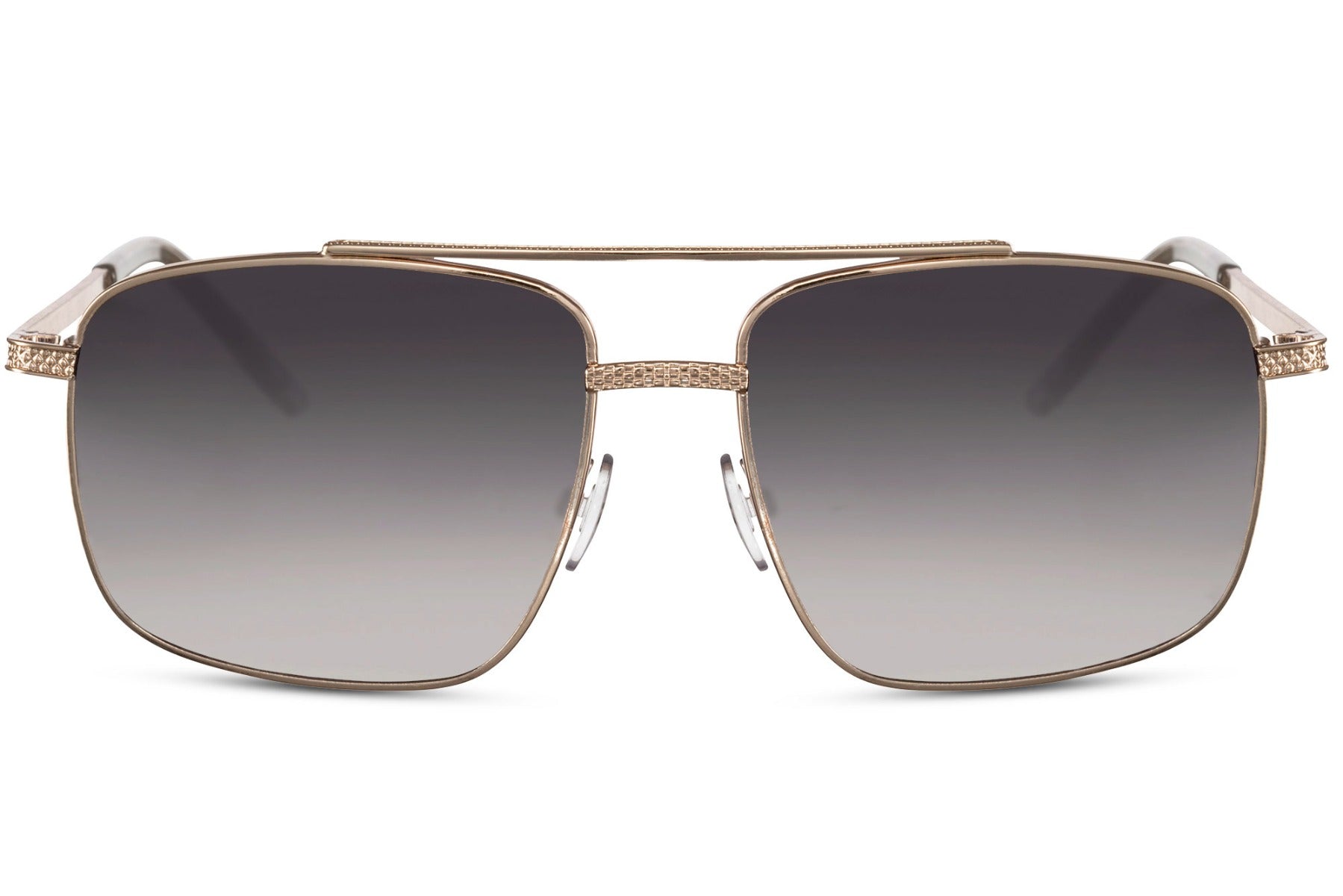 Retro rectangle aviator sunglasses with gold frame and gradient brown lenses by Sunglass Station, metal frame unisex eyewear with UV protection, available with free shipping across the UK and Europe