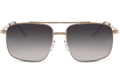 Retro rectangle aviator sunglasses with gold frame and gradient brown lenses by Sunglass Station, metal frame unisex eyewear with UV protection, available with free shipping across the UK and Europe