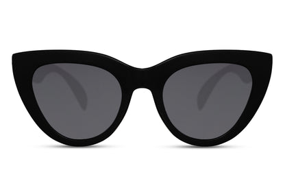 Retro Revival cat eye sunglasses with bold black frame and dark lenses, inspired by vintage silhouettes reimagined for modern everyday style with UV protection