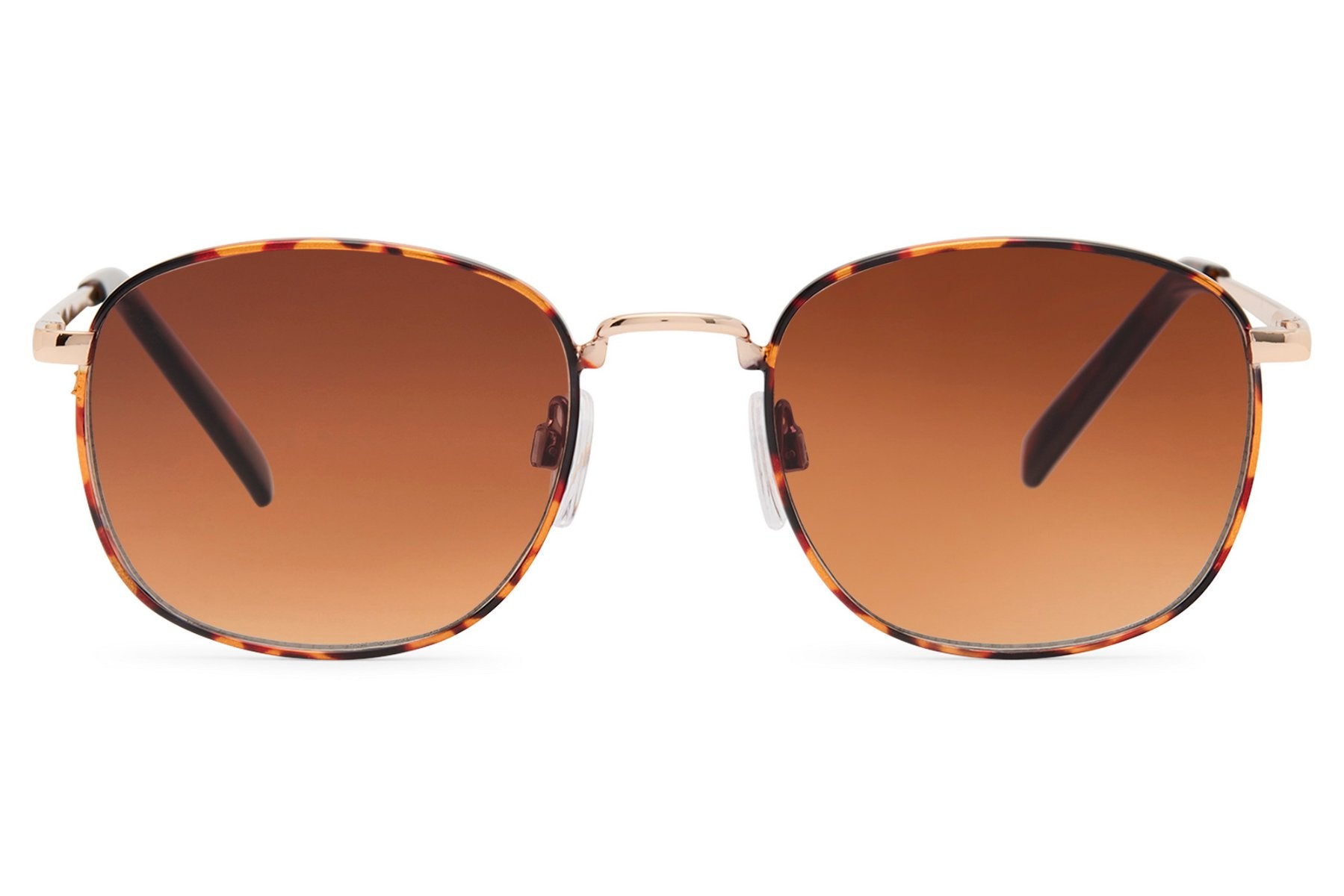 Retro rounded square sunglasses with brown tinted lenses and minimalist copper frame for everyday styling