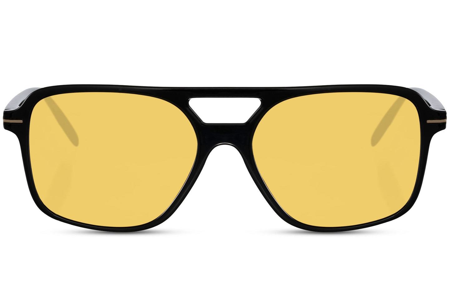 Retro aviator sunglasses with yellow tinted lenses and UV400 protection, designed for stylish everyday wear and enhanced visibility