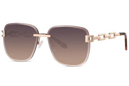 Minimal rimless oversized sunglasses with square shape and metal temples, stylish women sunglasses for modern fashion, summer outfits and everyday city wear