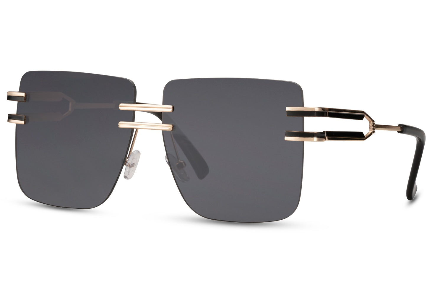 rimless polarized oversized sunglasses with lightweight metal frame, minimalist designer sunglasses for women ideal for travel, driving and everyday wear