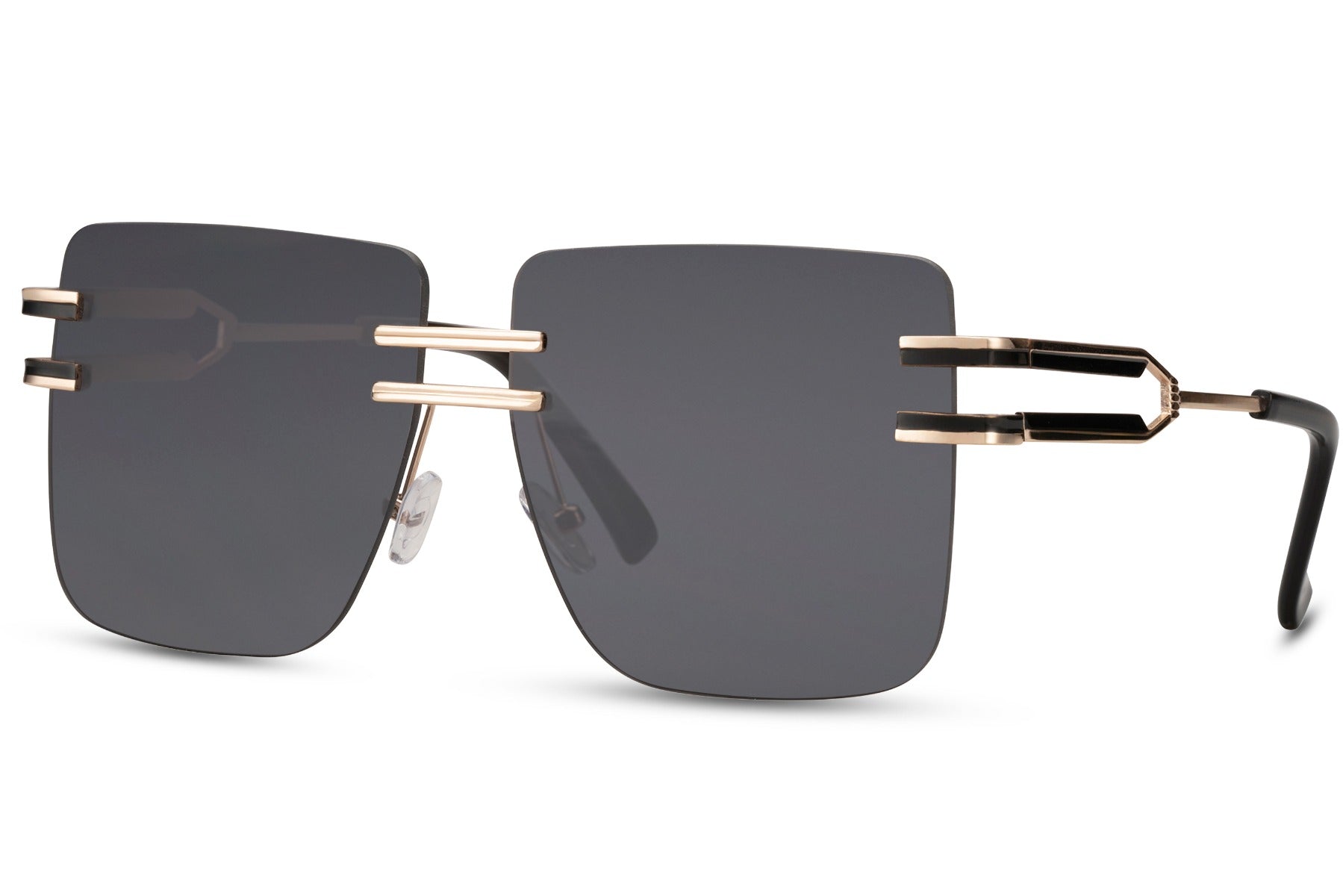 rimless polarized oversized sunglasses with lightweight metal frame, minimalist designer sunglasses for women ideal for travel, driving and everyday wear