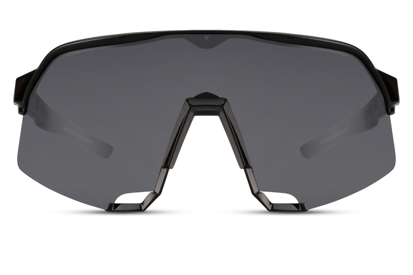 Black oversized shield sunglasses with wraparound sport frame and UV protection lenses, performance sunglasses for cycling, driving and outdoor activities