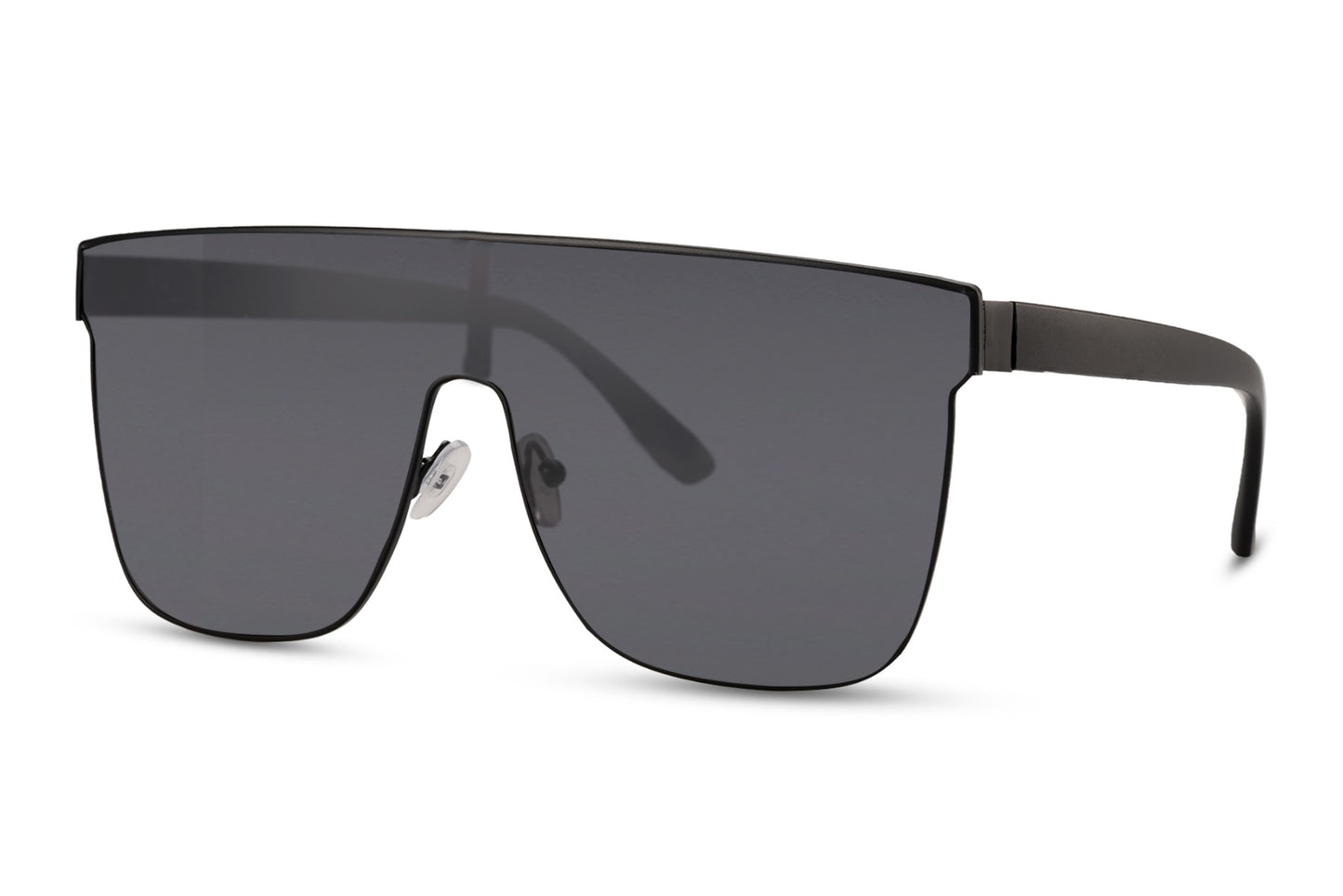 Bold shield sunglasses with black lens by Sunglass Station, oversized unisex eyewear with wraparound design for full coverage