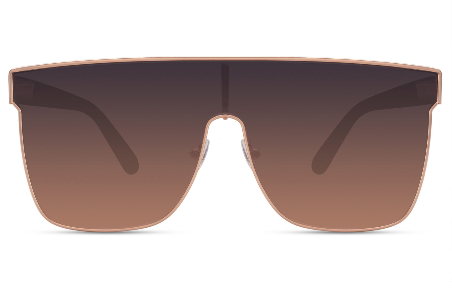Rectangle shield sunglasses with brown lens by Sunglass Station, oversized unisex eyewear with stylish tinted finish