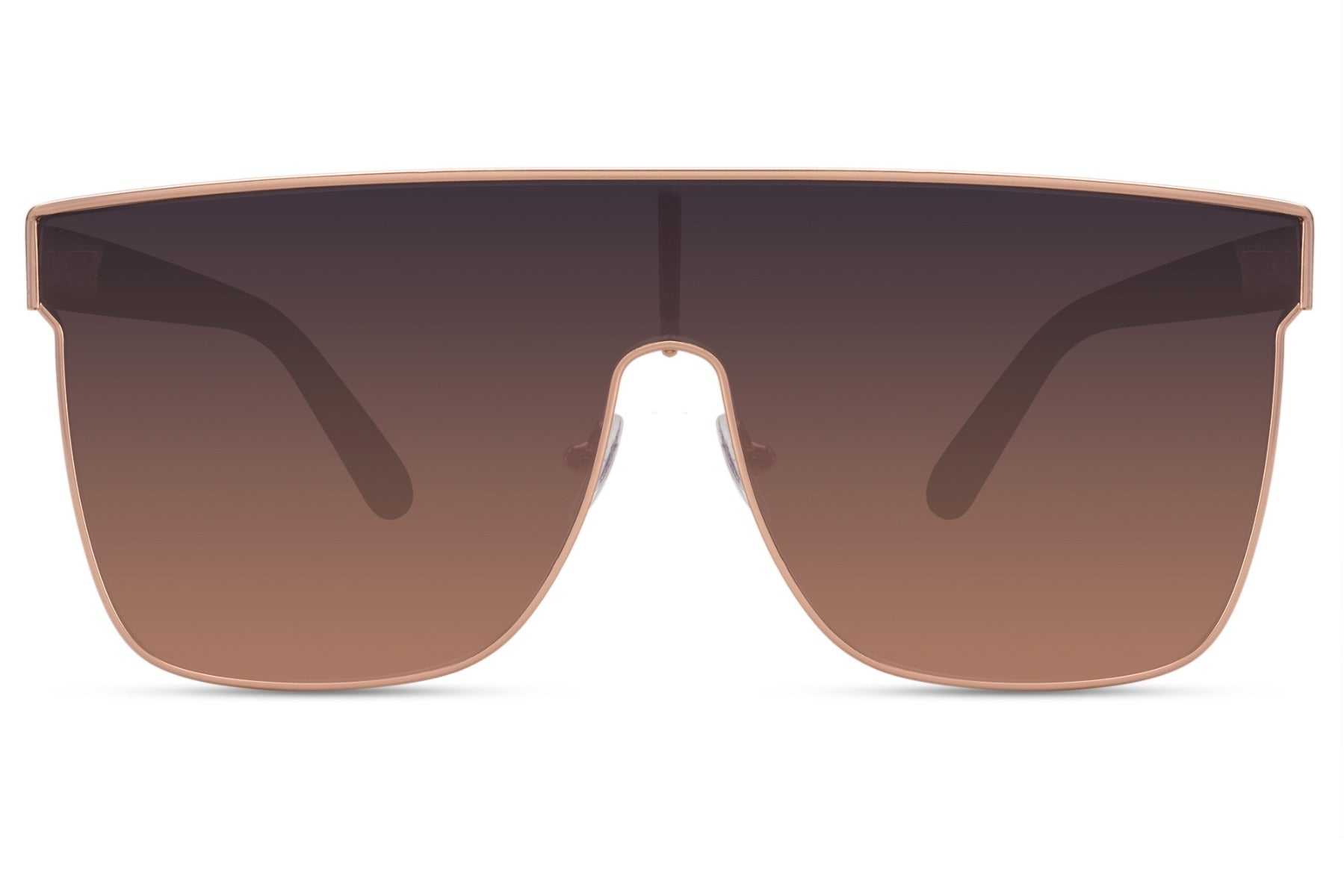 Rectangle shield sunglasses with brown lens by Sunglass Station, oversized unisex eyewear with stylish tinted finish