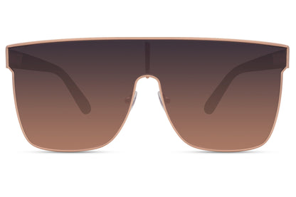 Rectangle shield sunglasses with brown lens by Sunglass Station, oversized unisex eyewear with stylish tinted finish