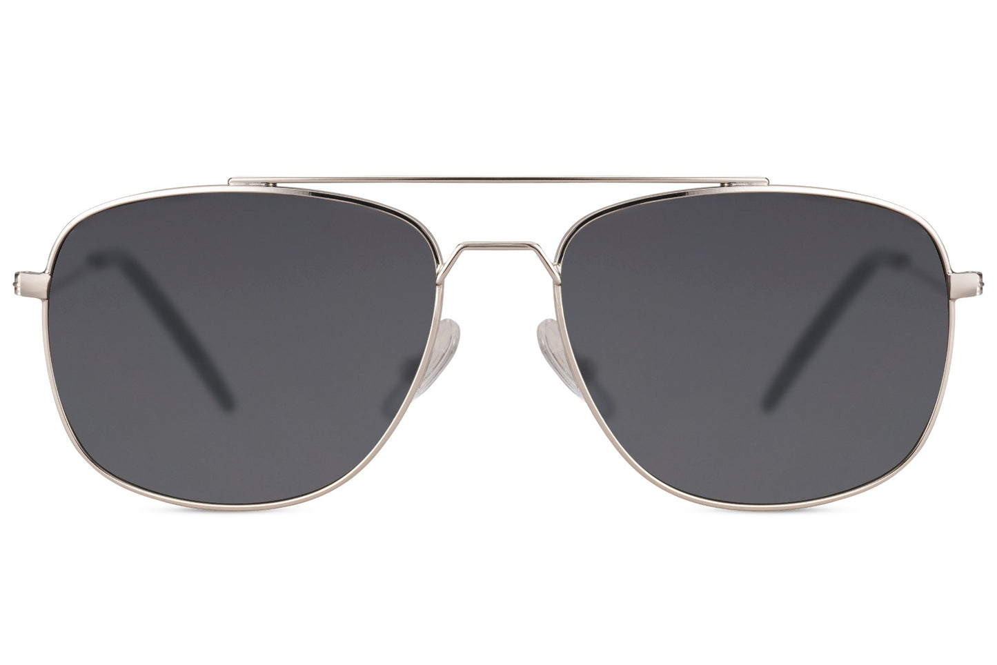 Silver frame black aviator sunglasses for men by Sunglass Station, designed for UK city style, everyday wear, and sharp minimalist fashion