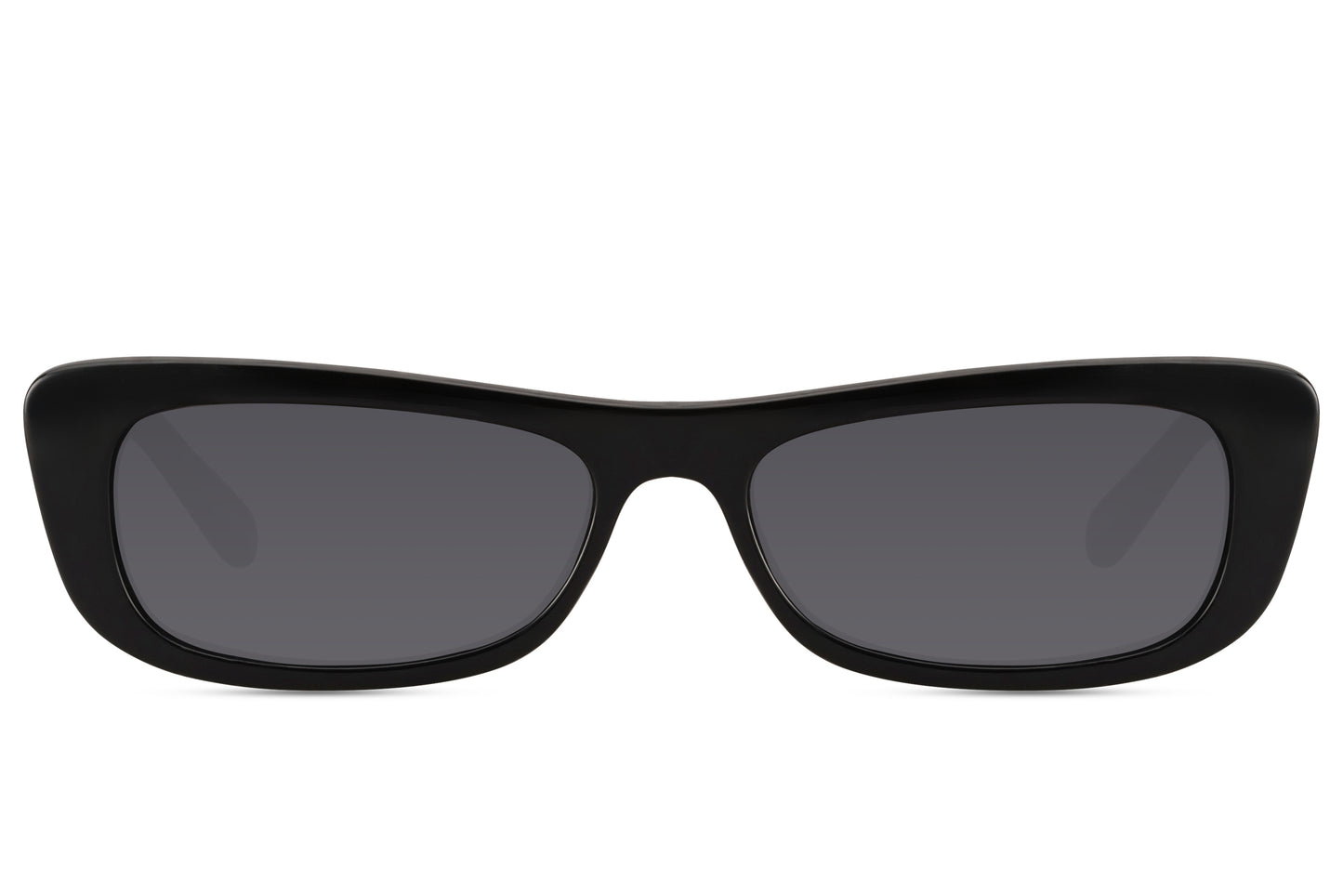 Black sleek rectangle sunglasses for women by Sunglass Station, minimalist design with durable lenses offering a versatile and sophisticated look
