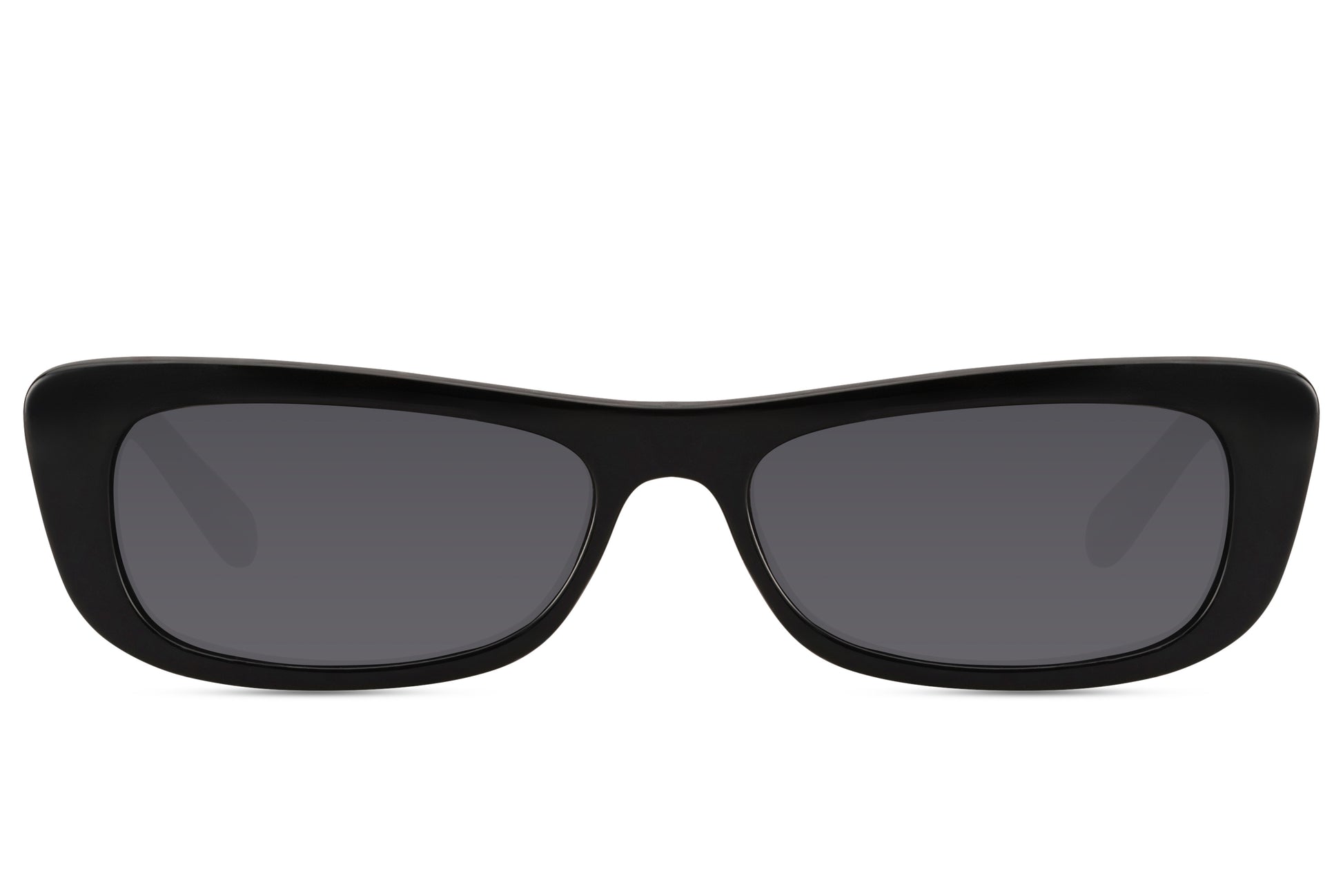 Black sleek rectangle sunglasses for women by Sunglass Station, minimalist design with durable lenses offering a versatile and sophisticated look