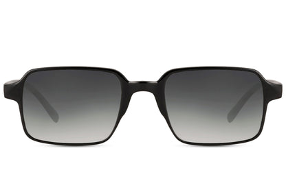 Men’s sleek frame rectangle sunglasses with black frame and grey gradient lenses by Sunglass Station, modern minimalist eyewear designed for everyday comfort, available online with free shipping across the UK and Europe